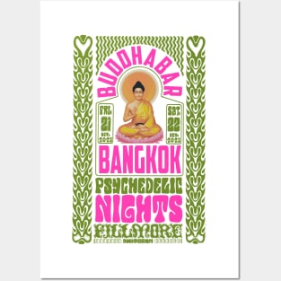 Psychedelic Nights at Bangkok Buddha Bar - Vintage Poster Design Posters and Art